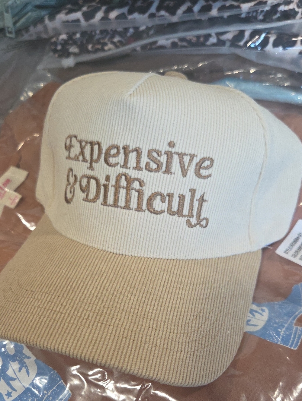 Expensive and Difficult Cream and Tan two tone cotton hat